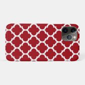 Coques Case-Mate iPhone Cranberry Red White Marocain Quatrefoil Motif #5 (Dos (Horizontal))
