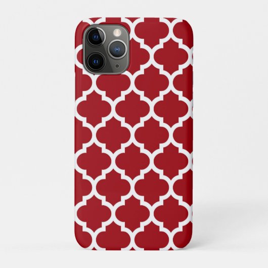 Coques Case-Mate iPhone Cranberry Red White Marocain Quatrefoil Motif #5 (Dos)