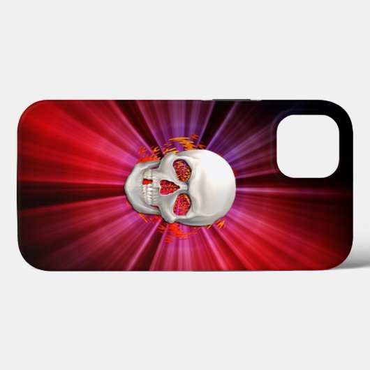 Coques Case-Mate iPhone Crâne 3D en feu vif (Verso (horizontal))