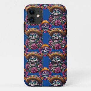 Case-Mate iPhone Case Crâne à sucre - Jour des Morts (Bleu)