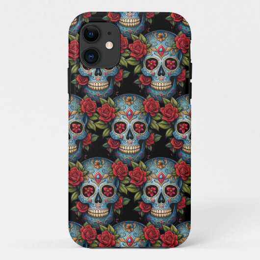 Coques Case-Mate iPhone Crâne à sucre - Vibrant bleu tradition (Dos)