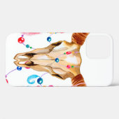 Coques Case-Mate iPhone Crâne aquarelle en blanc (Verso (horizontal))