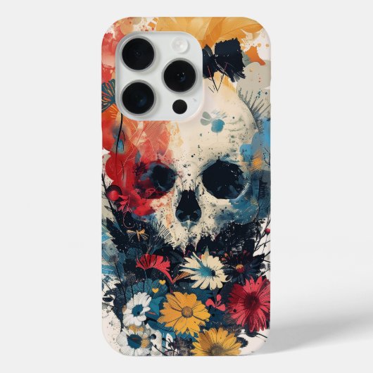 Coques Case-Mate iPhone Crâne avec fleurs (Verso)