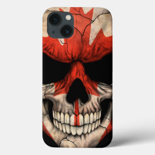 iPhone 13 Coque Crâne canadien de drapeau