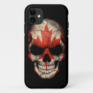 Coque Case-Mate Pour iPhone Crâne canadien de drapeau sur le noir
