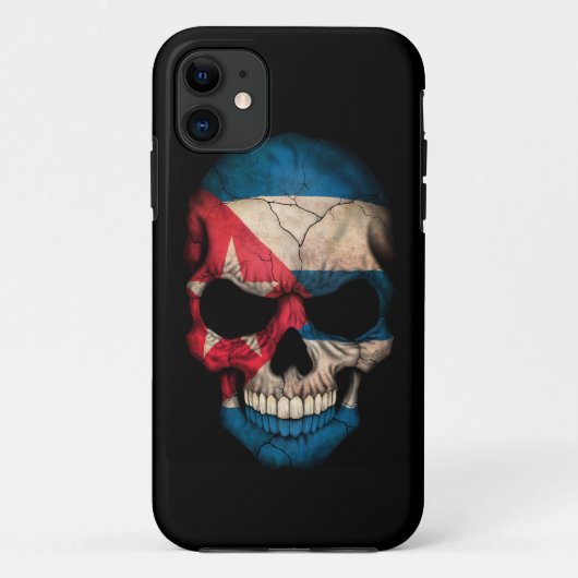Coques Case-Mate iPhone Crâne cubain de drapeau sur le noir (Dos)