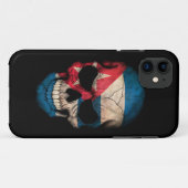 Coques Case-Mate iPhone Crâne cubain de drapeau sur le noir (Dos (Horizontal))