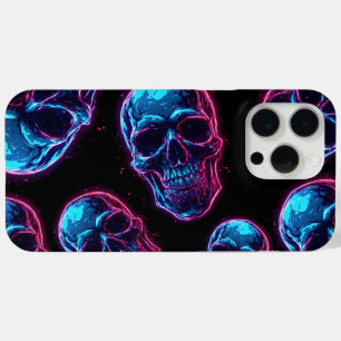 Coque iPhone 15 Pro Max Crâne Cyberpunk Néon Synthwave Lueur Gamer Goth