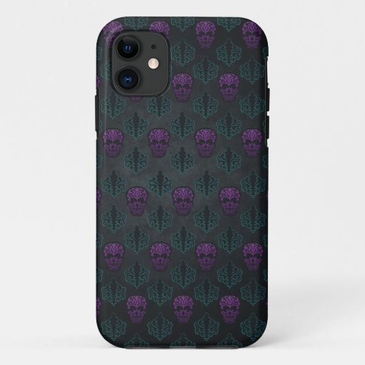 COQUES Case-Mate iPhone CRÂNE DAMASK BLEU VERT POURPRE (Dos)