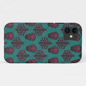 COQUES Case-Mate iPhone CRÂNE DAMASK ROSE CHAUD SUR TEAL (Dos (Horizontal))