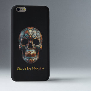 Coque Pour iPhone 14 Crâne de Día de los Muertos or Turquoise et Or per