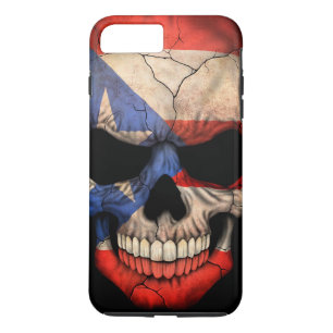 Coques Pour iPhone Crâne de drapeau de Porto Rico sur le noir