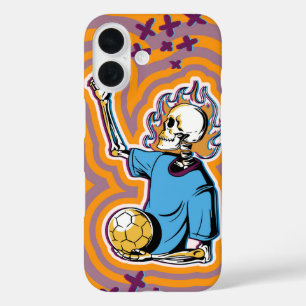 Coques iPhone 16 Crâne de soccer psychédélique
