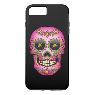 Coque iPhone 8 Plus/7 Plus Crâne de Sucre Floral Magenta