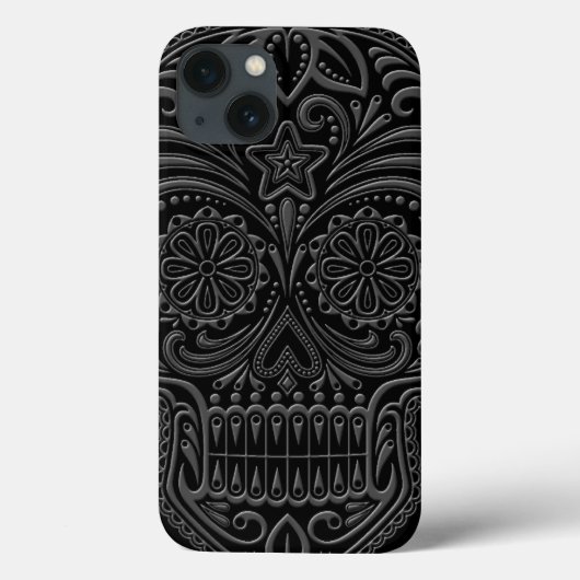 Coques Case-Mate iPhone Crâne de sucre foncé complexe (Verso)