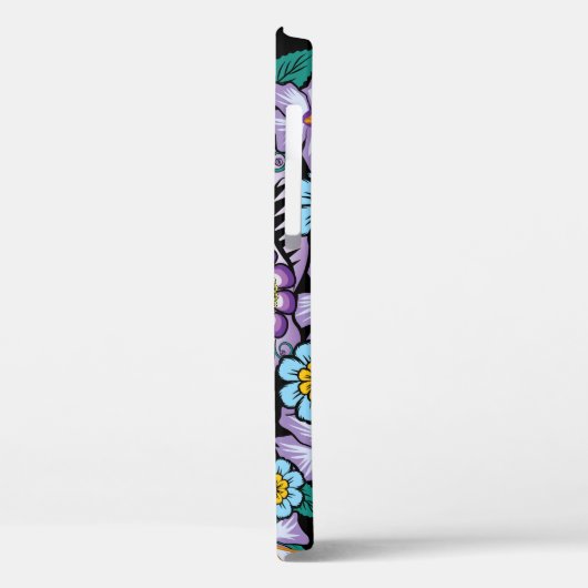 Coques Case-Mate iPhone Crâne de sucre pourpre aux fleurs (Verso / Gauche)