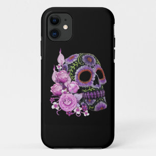 Case-Mate iPhone Case Crâne de sucre rose floral noir Jour des morts