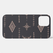 Coques Case-Mate iPhone Crâne de taureau de Boho, sans couture ethnique. (Verso (horizontal))