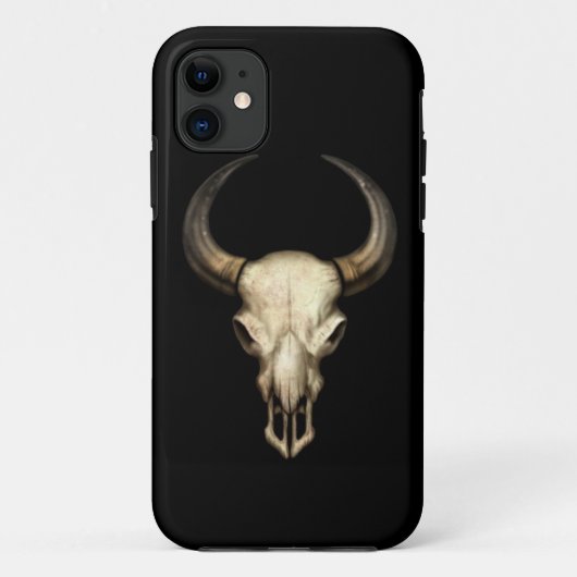 Coques Case-Mate iPhone Crâne de Taureau sur le noir (Dos)