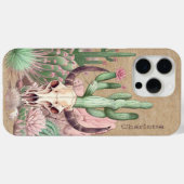 Coques Case-Mate iPhone Crâne de vache Fleurs de désert de Cactus Nom pers (Verso (horizontal))