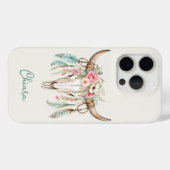 Coques Case-Mate iPhone Crâne de vache floral aquarelle Boho (Verso (horizontal))