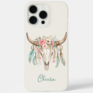 Coques iPhone 16 Pro Max Crâne de vache floral aquarelle Boho