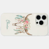 Coques Case-Mate iPhone Crâne de vache floral aquarelle Boho (Verso (horizontal))