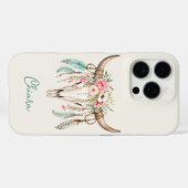 Coques Case-Mate iPhone Crâne de vache floral aquarelle Boho (Verso (horizontal))