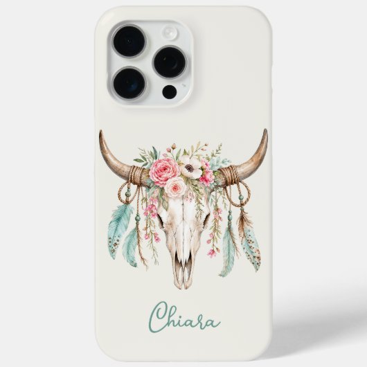 Coques Case-Mate iPhone Crâne de vache floral aquarelle Boho (Verso)