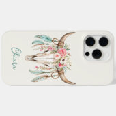 Coques Case-Mate iPhone Crâne de vache floral aquarelle Boho (Verso (horizontal))