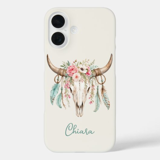 Coques Case-Mate iPhone Crâne de vache floral aquarelle Boho (Verso)