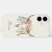 Coques Case-Mate iPhone Crâne de vache floral aquarelle Boho (Verso (horizontal))