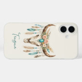 Coques Case-Mate iPhone Crâne de vache floral aquarelle Boho Chic (Verso (horizontal))