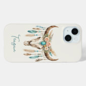 Coques Case-Mate iPhone Crâne de vache floral aquarelle Boho Chic (Verso (horizontal))