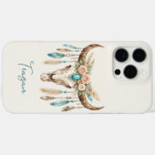 Coques Case-Mate iPhone Crâne de vache floral aquarelle Boho Chic (Verso (horizontal))