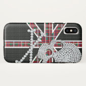 Coques Case-Mate iPhone Crâne Diamant brillant Grille rouge noire (Dos (Horizontal))