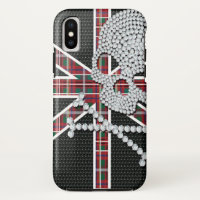 Crâne Diamant brillant Grille rouge noire