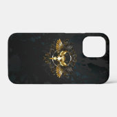 Coques Case-Mate iPhone Crâne d'oiseau doré sur fond noir (Verso (horizontal))