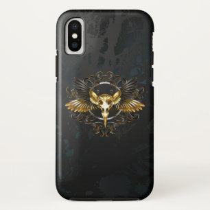 Case-Mate iPhone Case Crâne d'oiseaux dorés sur arrière - plan noir