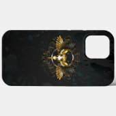 Coques Case-Mate iPhone Crâne d'oiseaux dorés sur arrière - plan noir (Verso (horizontal))