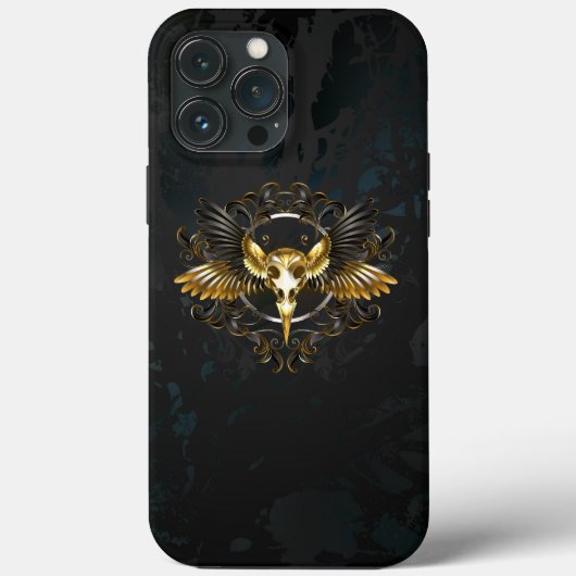 Coques Case-Mate iPhone Crâne d'oiseaux dorés sur arrière - plan noir (Verso)