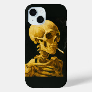 Coque Pour iPhone 15 Crâne doré fumant – Unique inspiré de Van Gogh