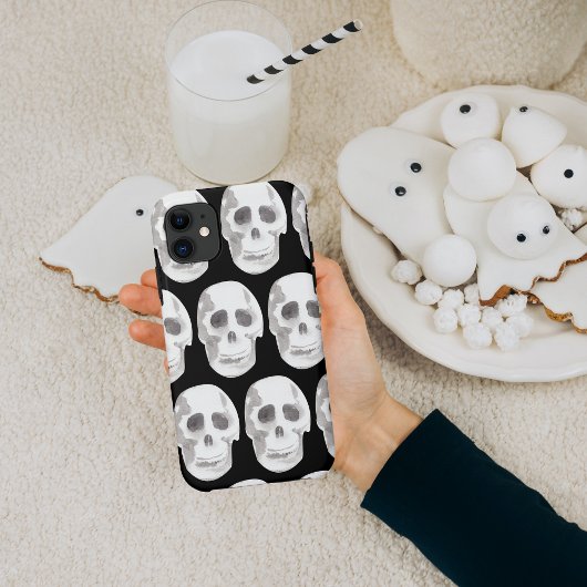 Coques Case-Mate iPhone Crâne effrayant Halloween Noir & Blanc
