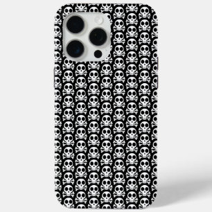 Coque iPhone 15 Pro Max Crâne éffrayant sur un arrière - plan noir