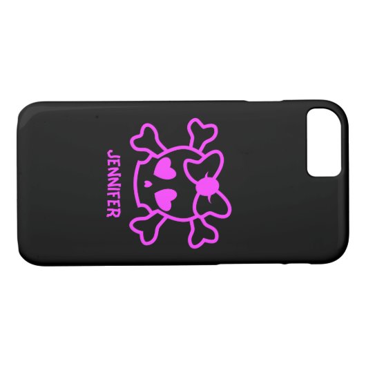 Coques Case-Mate iPhone Crâne émo girly rose avec arc (Dos (Horizontal))