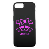 Coques Case-Mate iPhone Crâne émo girly rose avec arc (Dos)