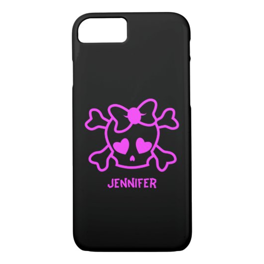 Coques Case-Mate iPhone Crâne émo girly rose avec arc (Dos)