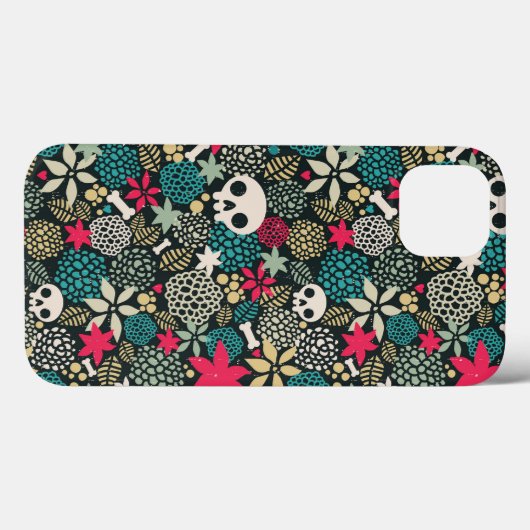 Coques Case-Mate iPhone Crâne en fleurs (Verso (horizontal))