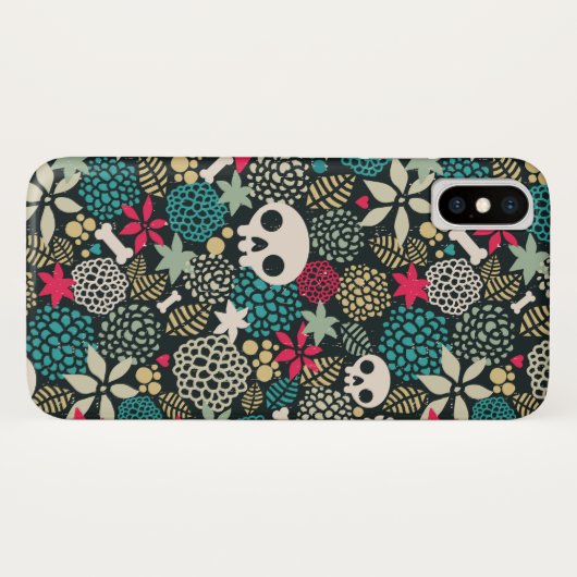 Coques Case-Mate iPhone Crâne en fleurs (Dos (Horizontal))