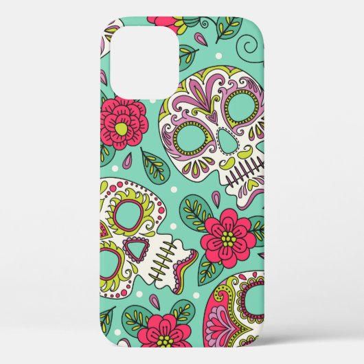 Coques Case-Mate iPhone Crâne et fleurs mexicaines, sans soudure. (Verso)